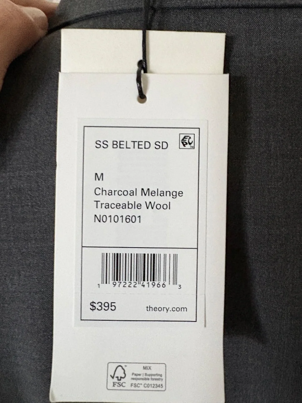 NWT Theory Short Sleeve Belted Charcoal Melange Traceable Wool Dress - Picture 4 of 6